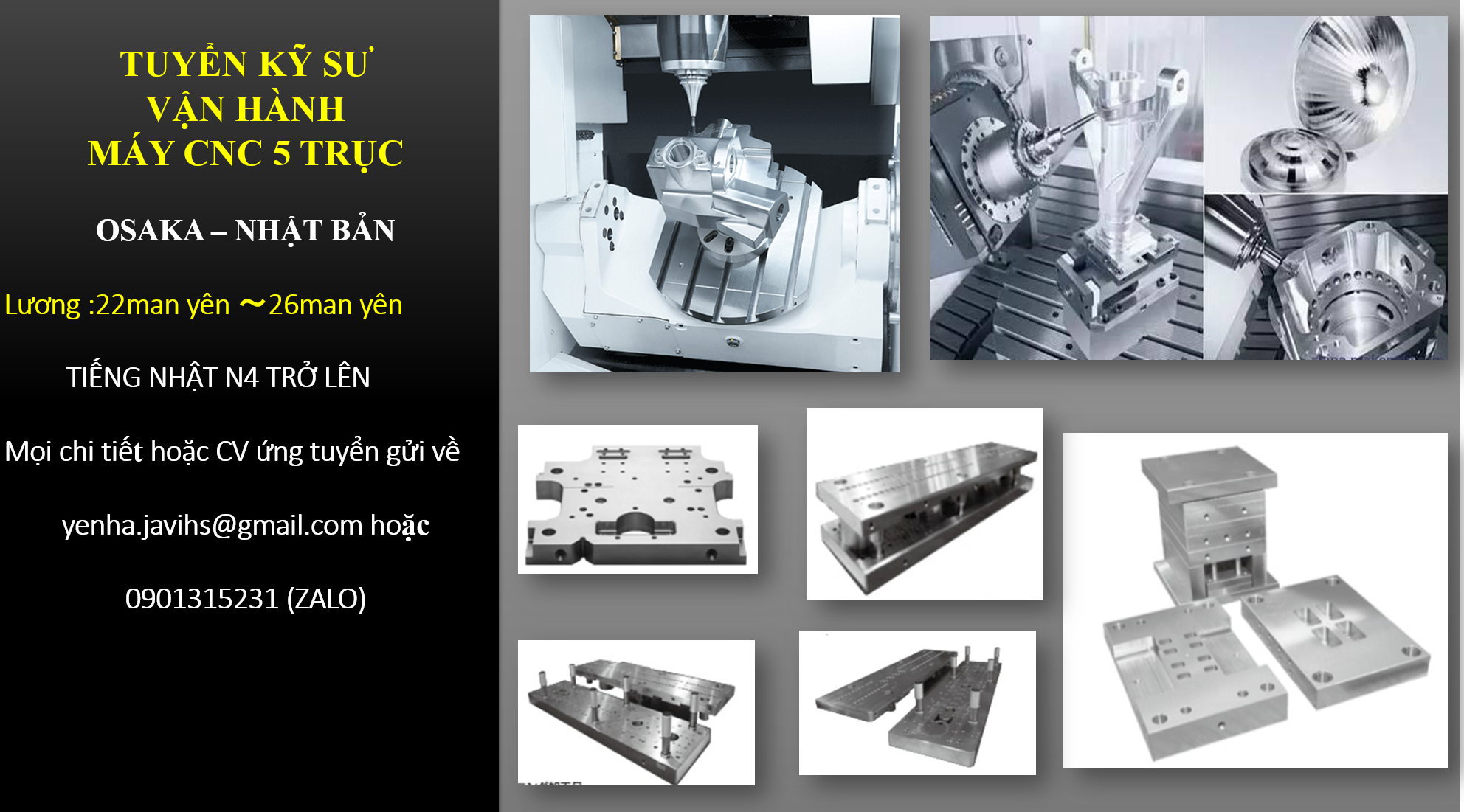 TUYỂN KỸ SƯ VẬN HÀNH CNC CHUYỂN VIỆC TẠI OSAKA