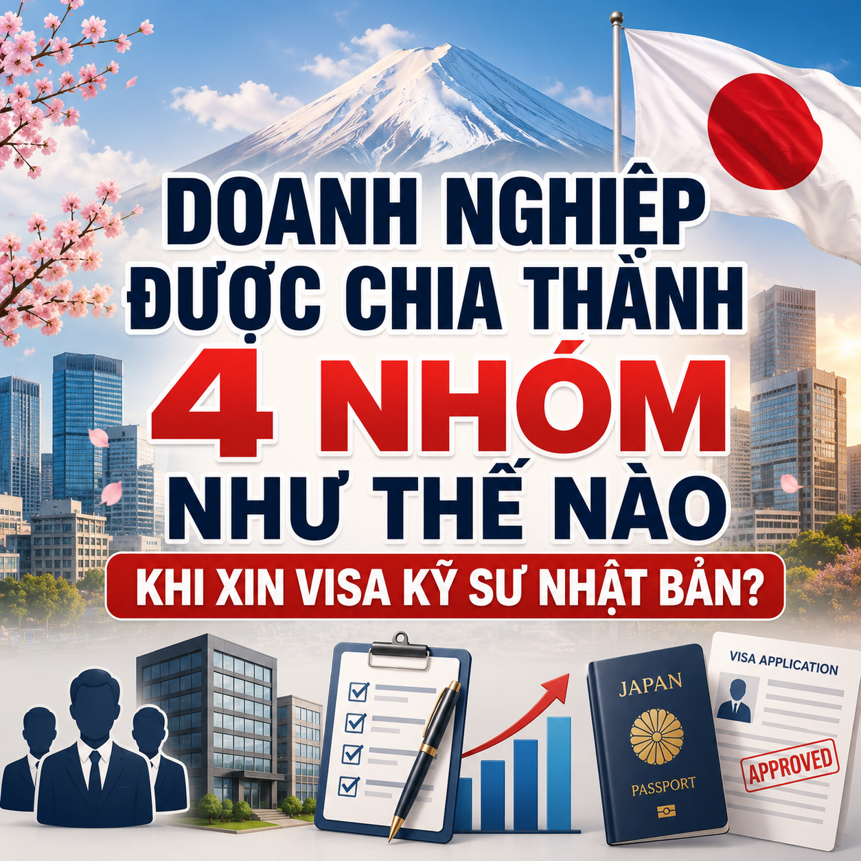 <strong>Doanh nghiệp được chia thành 4 nhóm như thế nào khi xin Visa Kỹ sư Nhật Bản?</strong>
