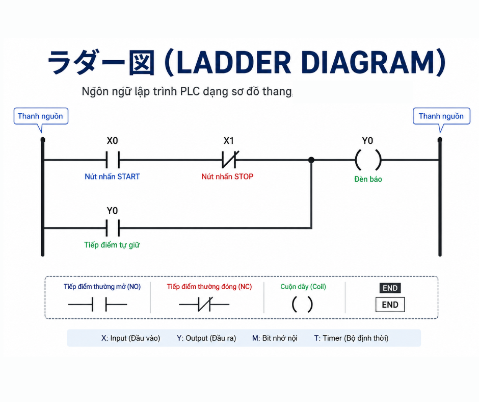 <strong>Ladder Diagram (ラダー図) là gì? Kiến thức quan trọng dành cho kỹ sư lập trình PLC</strong>